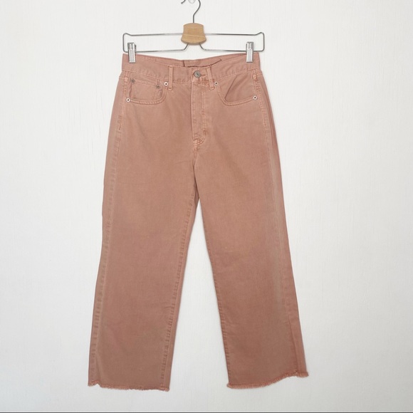 American Eagle Wide Leg Crop Jeans Button Fly in Blush Size 2 - Picture 1 of 7